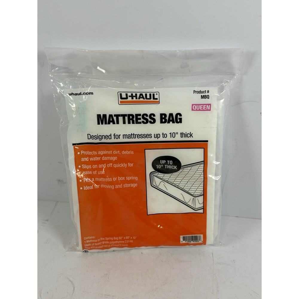 UHaul Mattress Bag Designed For Queen Mattresses Up to 10" Thick New